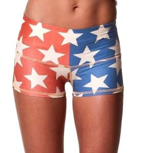 Teeki Yoga Shorts Sze XS Pilates Stars Anti Microbial Red White Blue Fitness