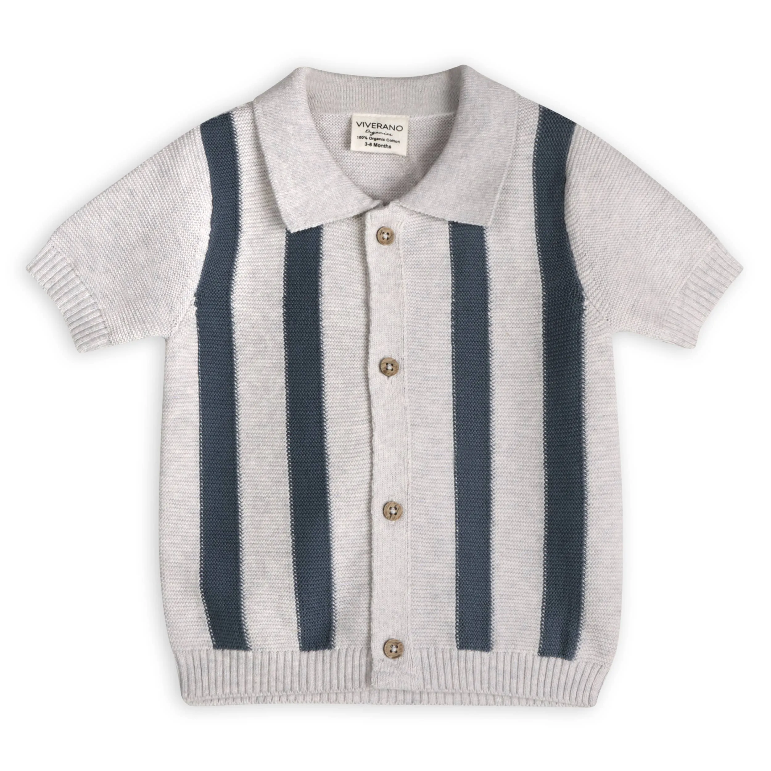 Tennis Collar & Stripe Knit Top & Shorts Set