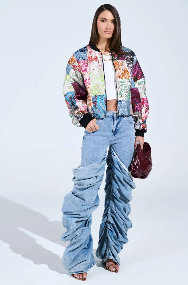 THAT GIRL PATCHWORK BROCADE BOMBER