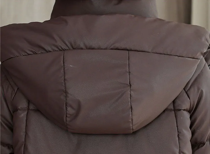 Thickened Quilted PU Leather Relaxed-fit Puffer Jacket for Stylish Women