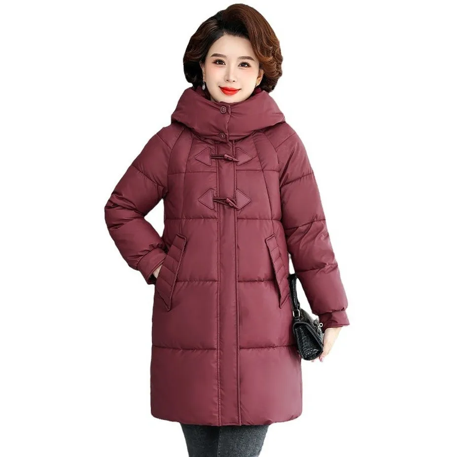 Thickened Quilted PU Leather Relaxed-fit Puffer Jacket for Stylish Women