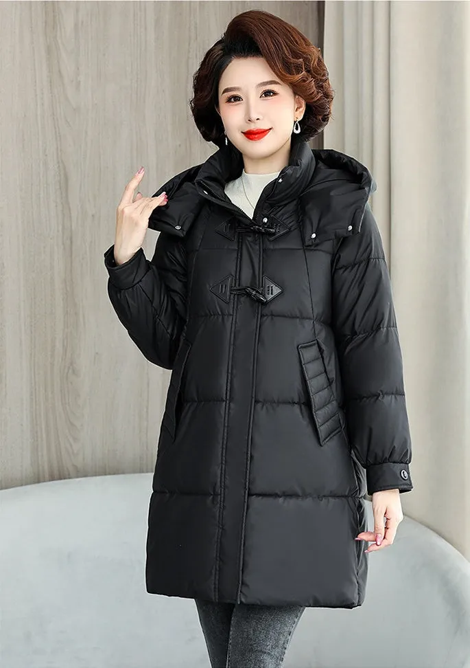 Thickened Quilted PU Leather Relaxed-fit Puffer Jacket for Stylish Women