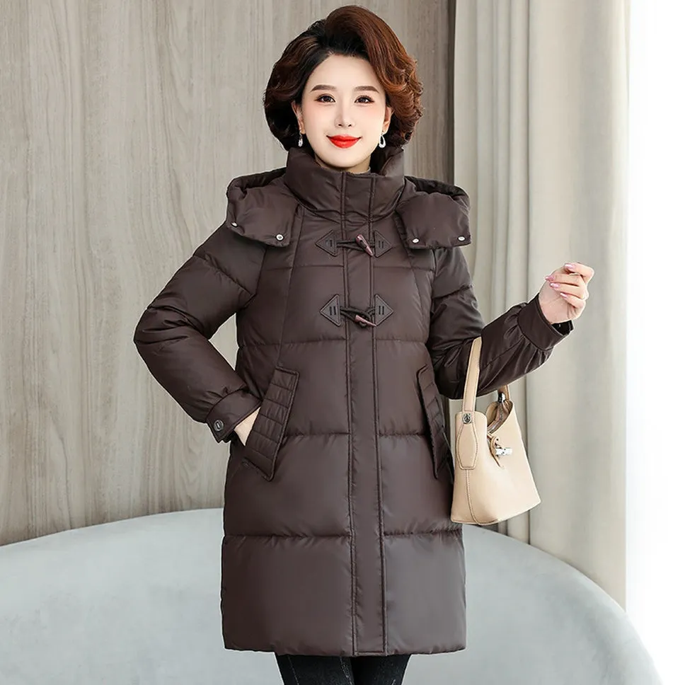 Thickened Quilted PU Leather Relaxed-fit Puffer Jacket for Stylish Women
