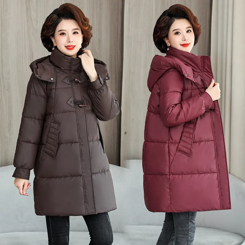 Thickened Quilted PU Leather Relaxed-fit Puffer Jacket for Stylish Women