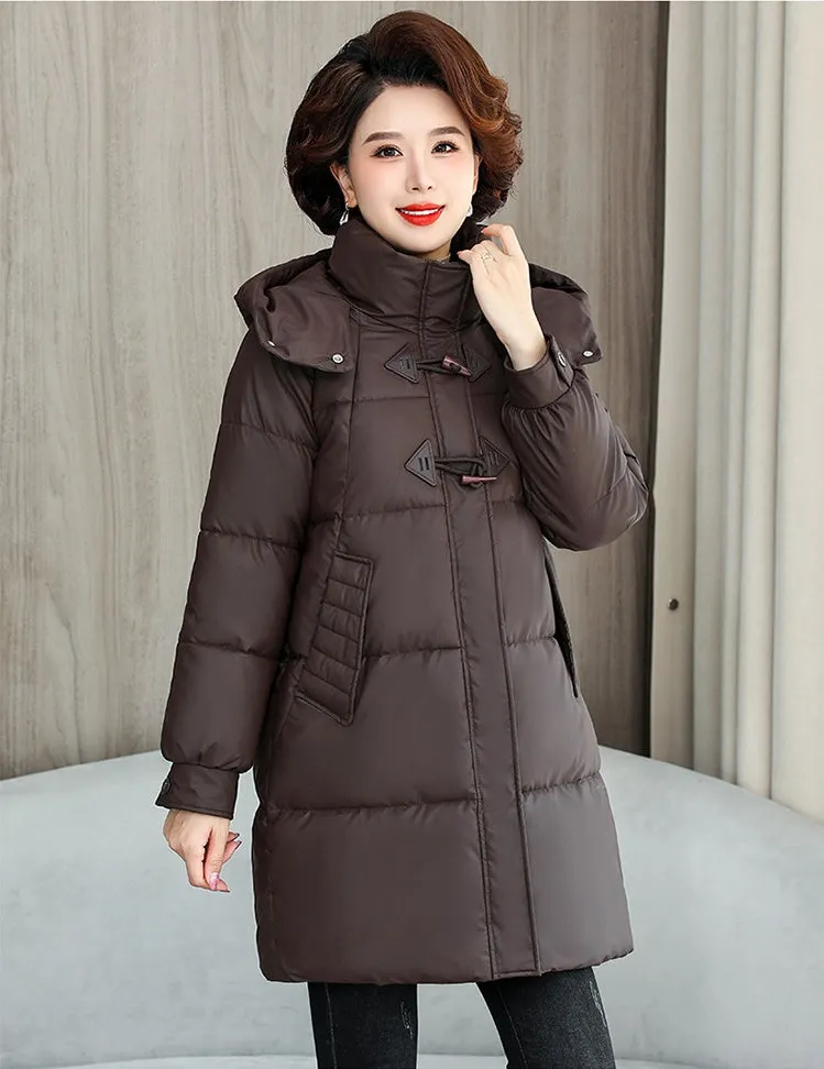 Thickened Quilted PU Leather Relaxed-fit Puffer Jacket for Stylish Women