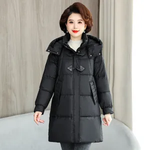 Thickened Quilted PU Leather Relaxed-fit Puffer Jacket for Stylish Women