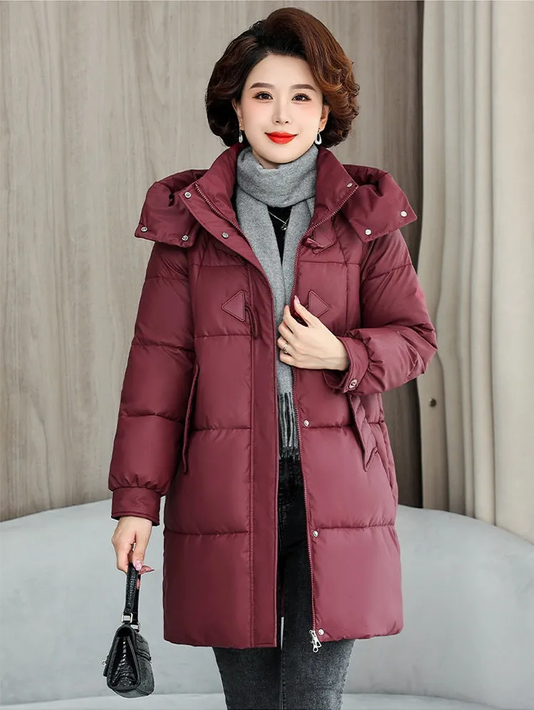 Thickened Quilted PU Leather Relaxed-fit Puffer Jacket for Stylish Women