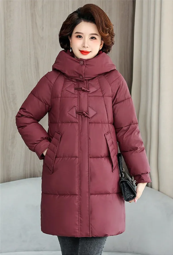 Thickened Quilted PU Leather Relaxed-fit Puffer Jacket for Stylish Women
