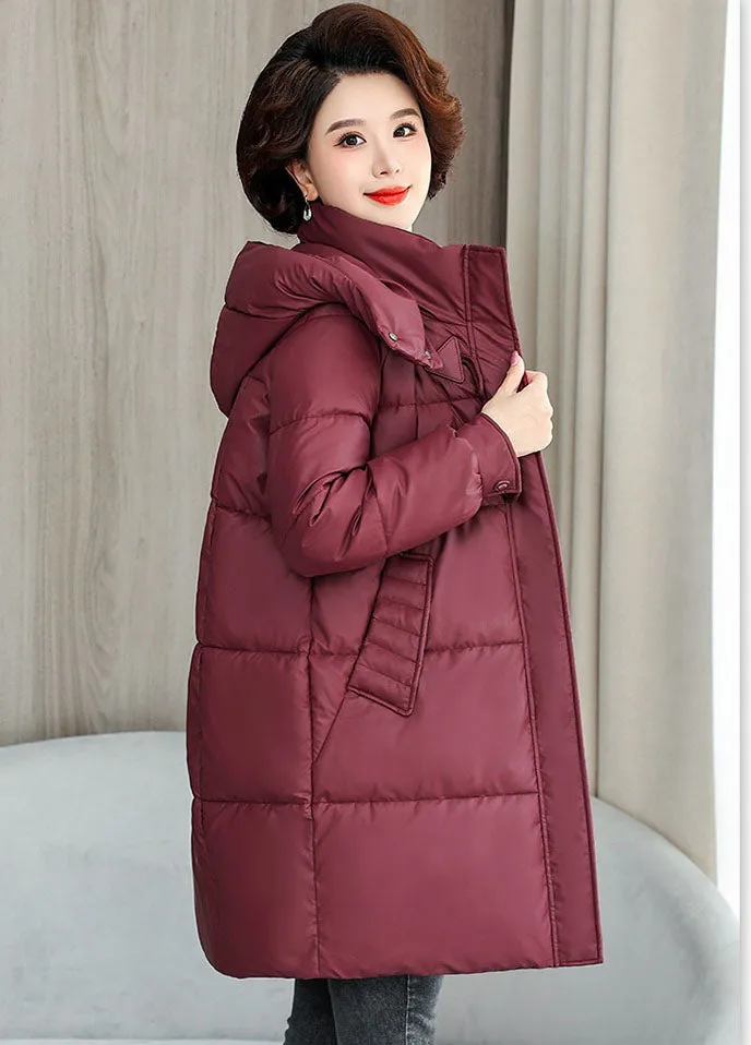 Thickened Quilted PU Leather Relaxed-fit Puffer Jacket for Stylish Women