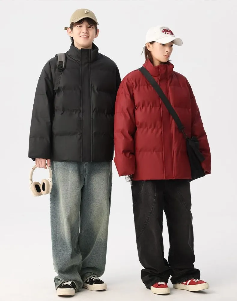 Thickened Quilted Zip-up Puffer Jacket in a Relaxed-fit Design