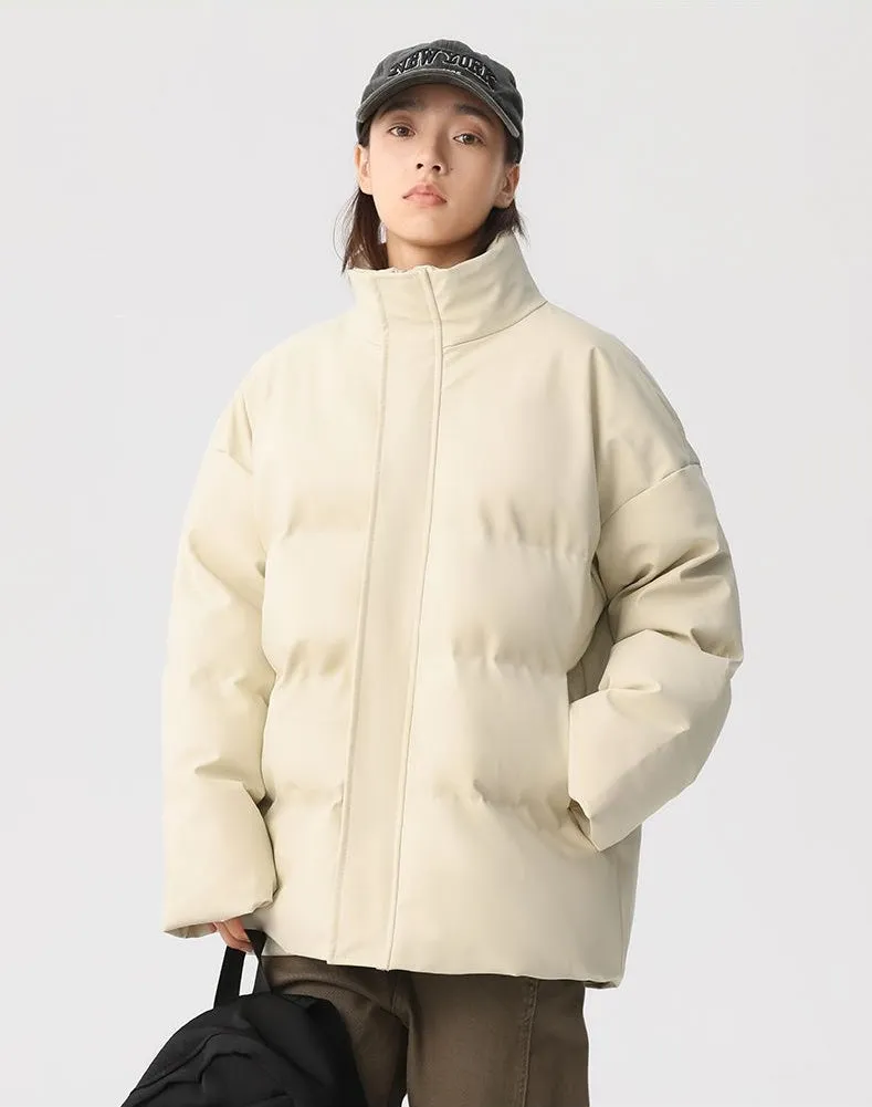 Thickened Quilted Zip-up Puffer Jacket in a Relaxed-fit Design