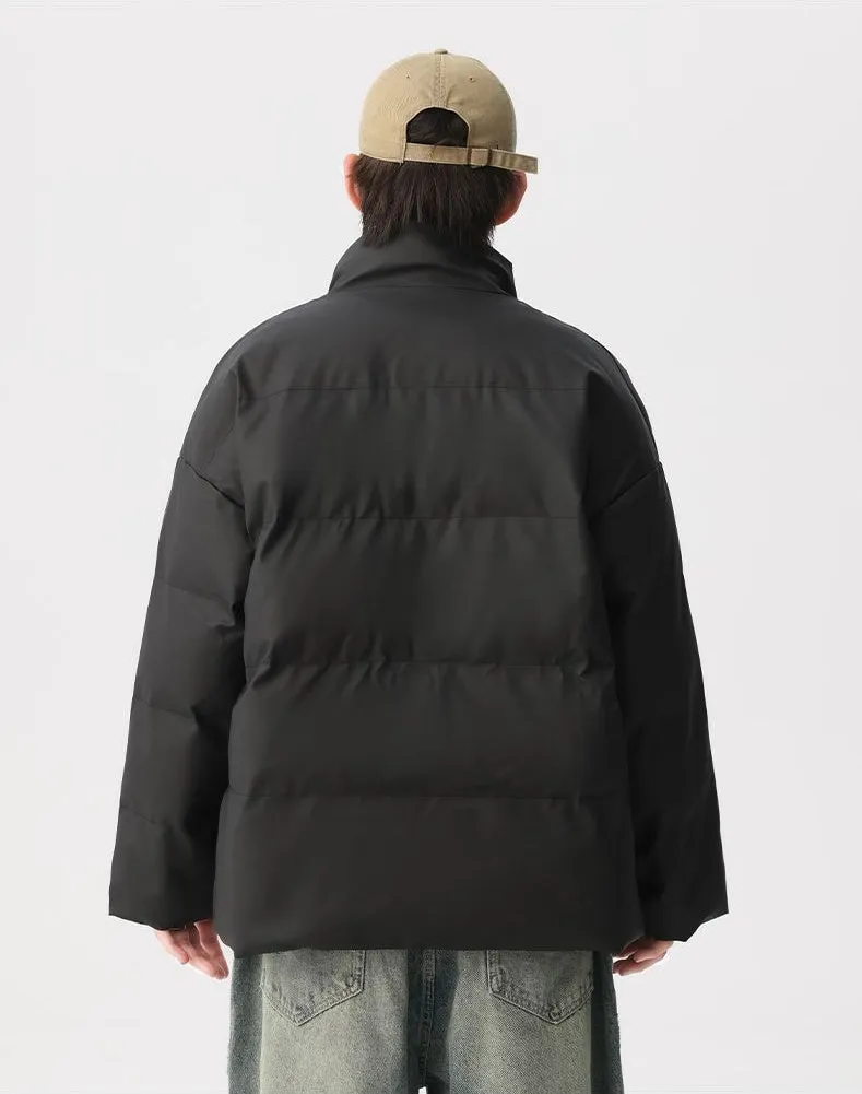 Thickened Quilted Zip-up Puffer Jacket in a Relaxed-fit Design