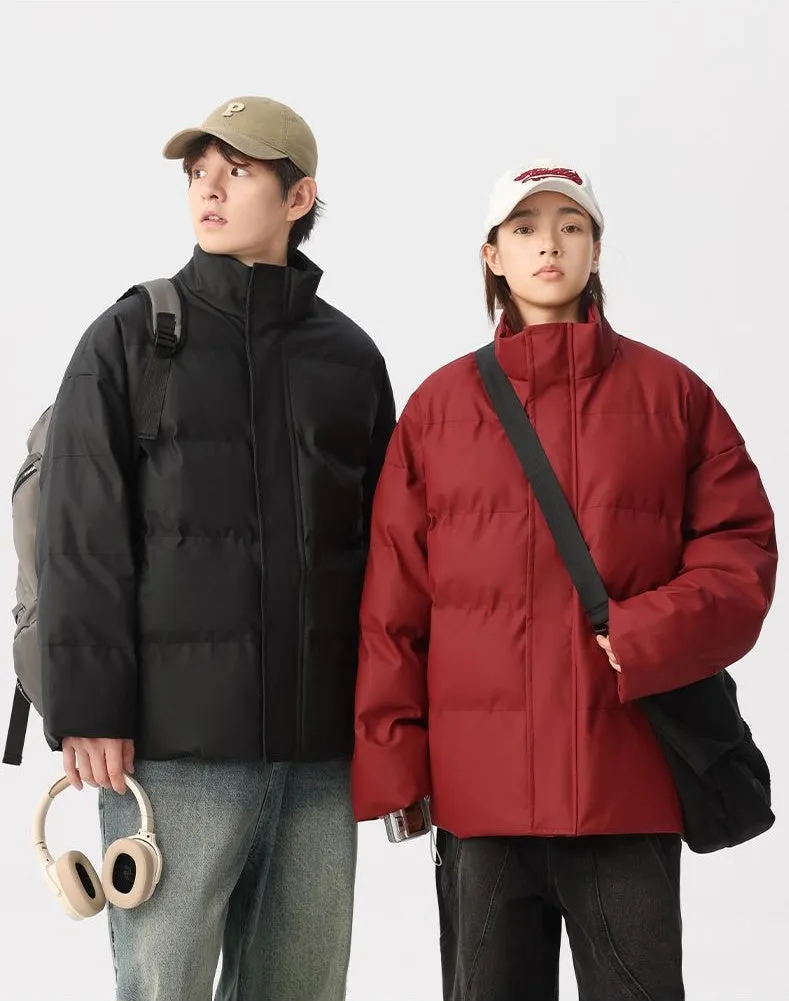 Thickened Quilted Zip-up Puffer Jacket in a Relaxed-fit Design