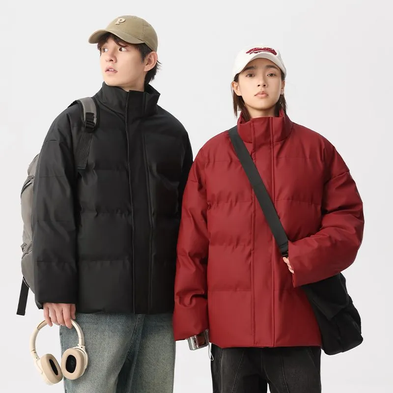 Thickened Quilted Zip-up Puffer Jacket in a Relaxed-fit Design