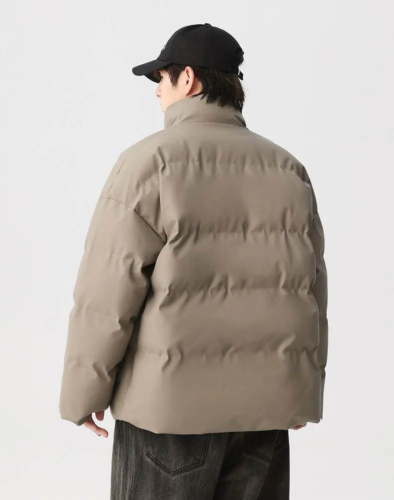 Thickened Quilted Zip-up Puffer Jacket in a Relaxed-fit Design
