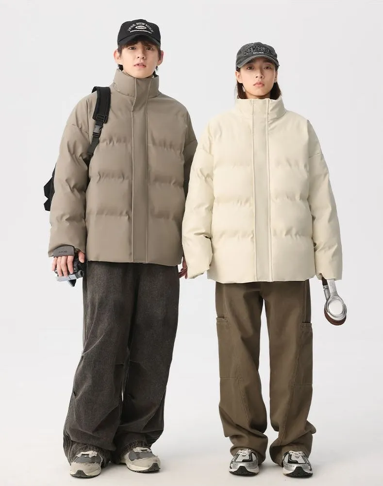 Thickened Quilted Zip-up Puffer Jacket in a Relaxed-fit Design