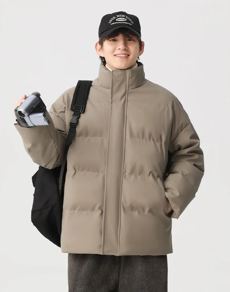 Thickened Quilted Zip-up Puffer Jacket in a Relaxed-fit Design
