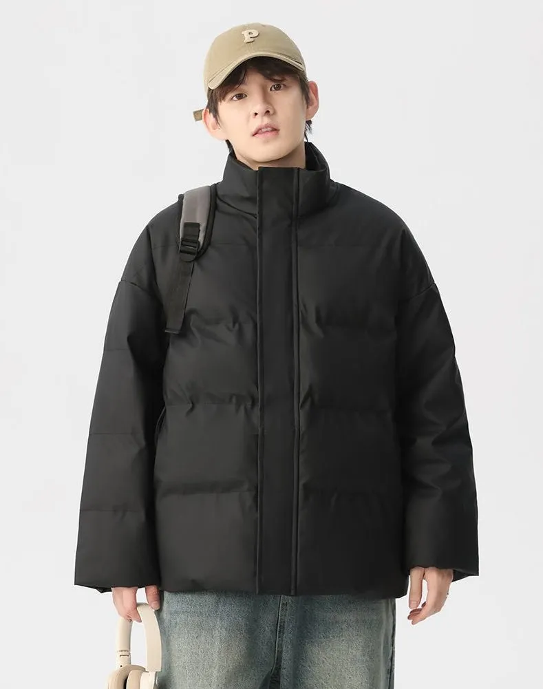 Thickened Quilted Zip-up Puffer Jacket in a Relaxed-fit Design