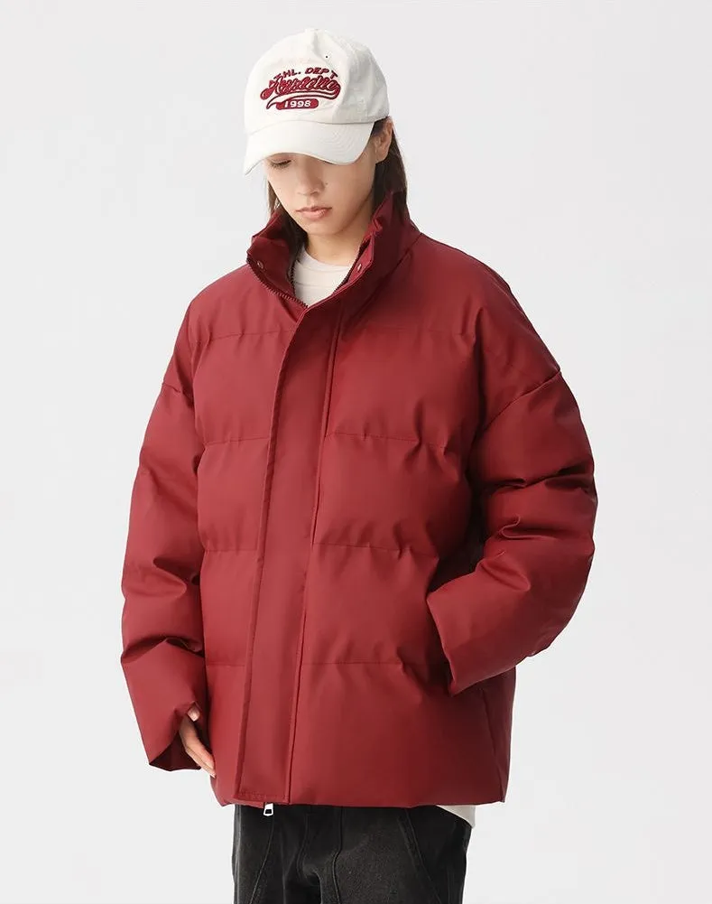 Thickened Quilted Zip-up Puffer Jacket in a Relaxed-fit Design