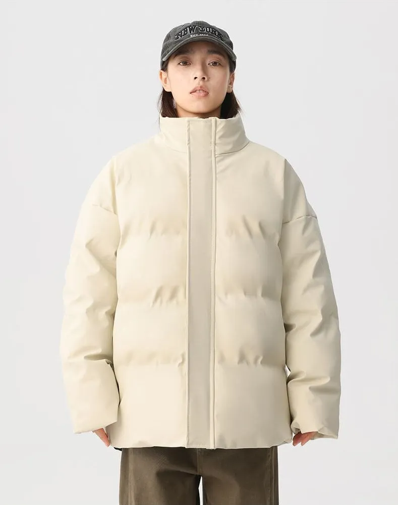 Thickened Quilted Zip-up Puffer Jacket in a Relaxed-fit Design