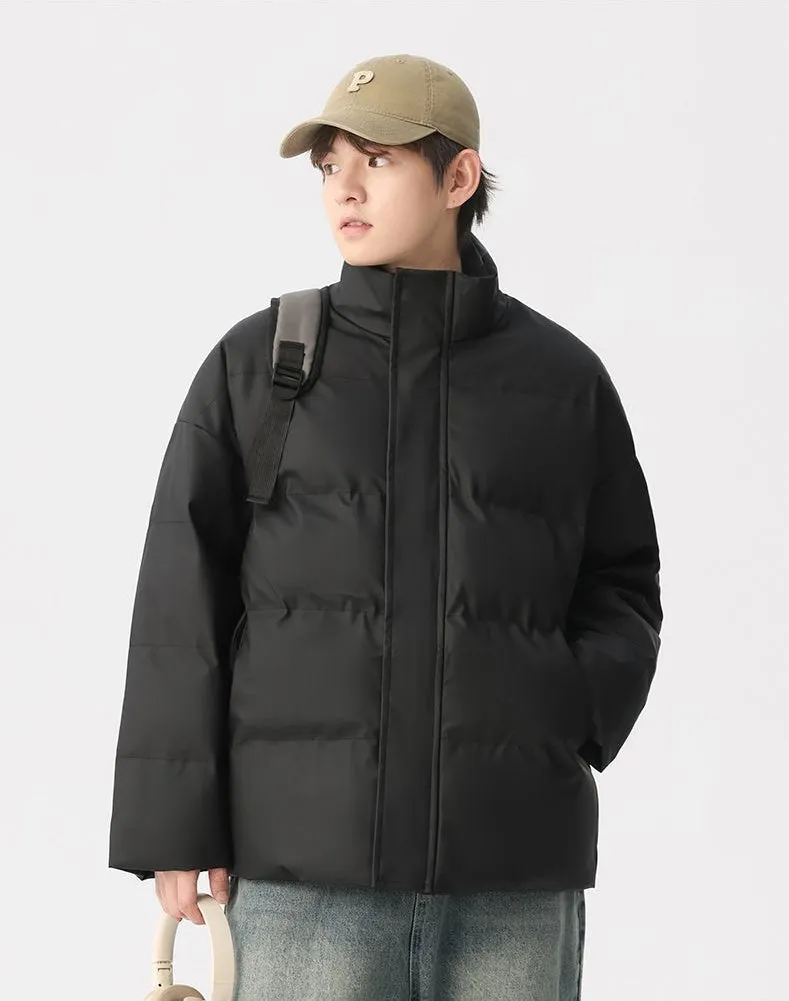 Thickened Quilted Zip-up Puffer Jacket in a Relaxed-fit Design