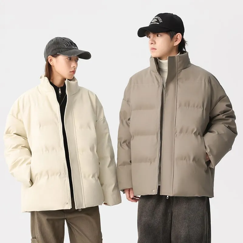 Thickened Quilted Zip-up Puffer Jacket in a Relaxed-fit Design
