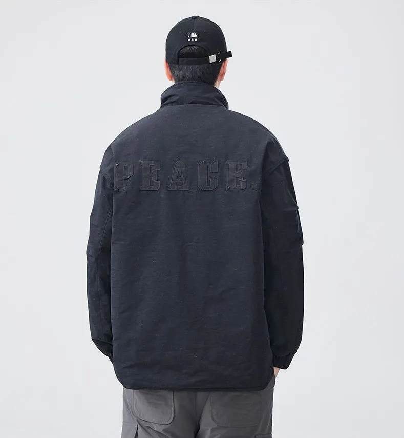 Thickened Solid Color Relaxed-fit Trucker Jacket for Men