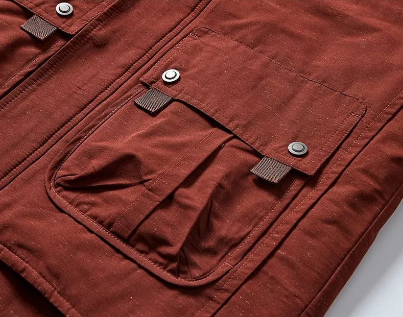 Thickened Solid Color Relaxed-fit Trucker Jacket for Men