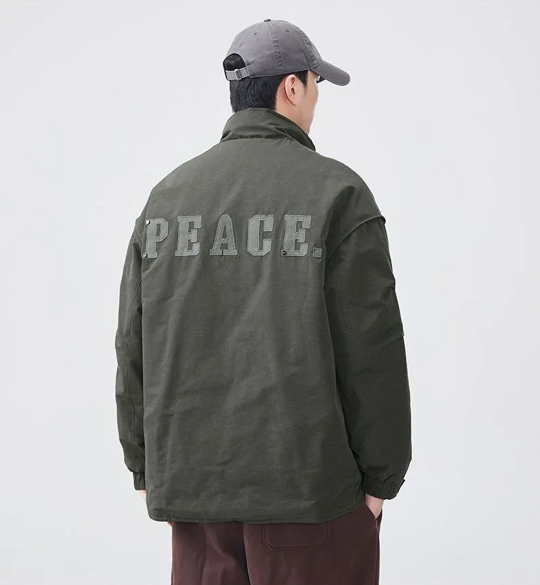 Thickened Solid Color Relaxed-fit Trucker Jacket for Men