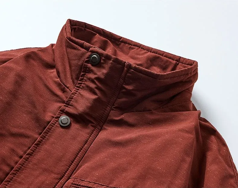 Thickened Solid Color Relaxed-fit Trucker Jacket for Men