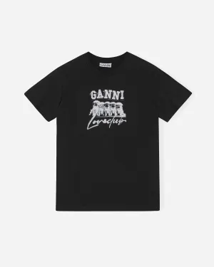 Thin Jersey Puppy Love Relaxed T-shirt - Black