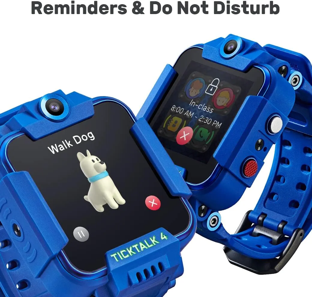 TickTalk 4 Unlocked 4G LTE Kids Smart Watch Phone with GPS Tracker, Combines Video, Voice and Wi-Fi Calling, Messaging, 2X Cameras & Free Streaming Music