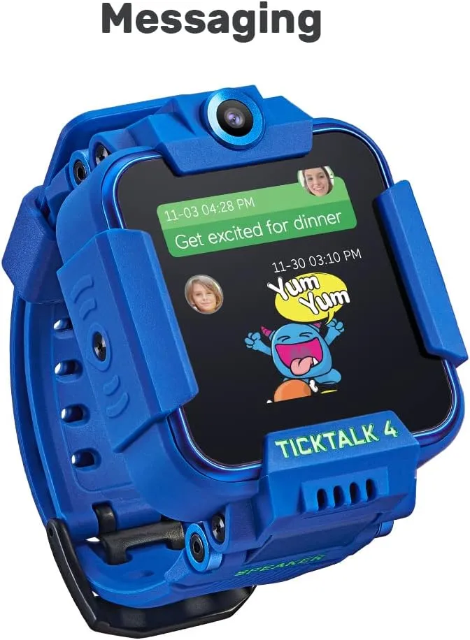 TickTalk 4 Unlocked 4G LTE Kids Smart Watch Phone with GPS Tracker, Combines Video, Voice and Wi-Fi Calling, Messaging, 2X Cameras & Free Streaming Music