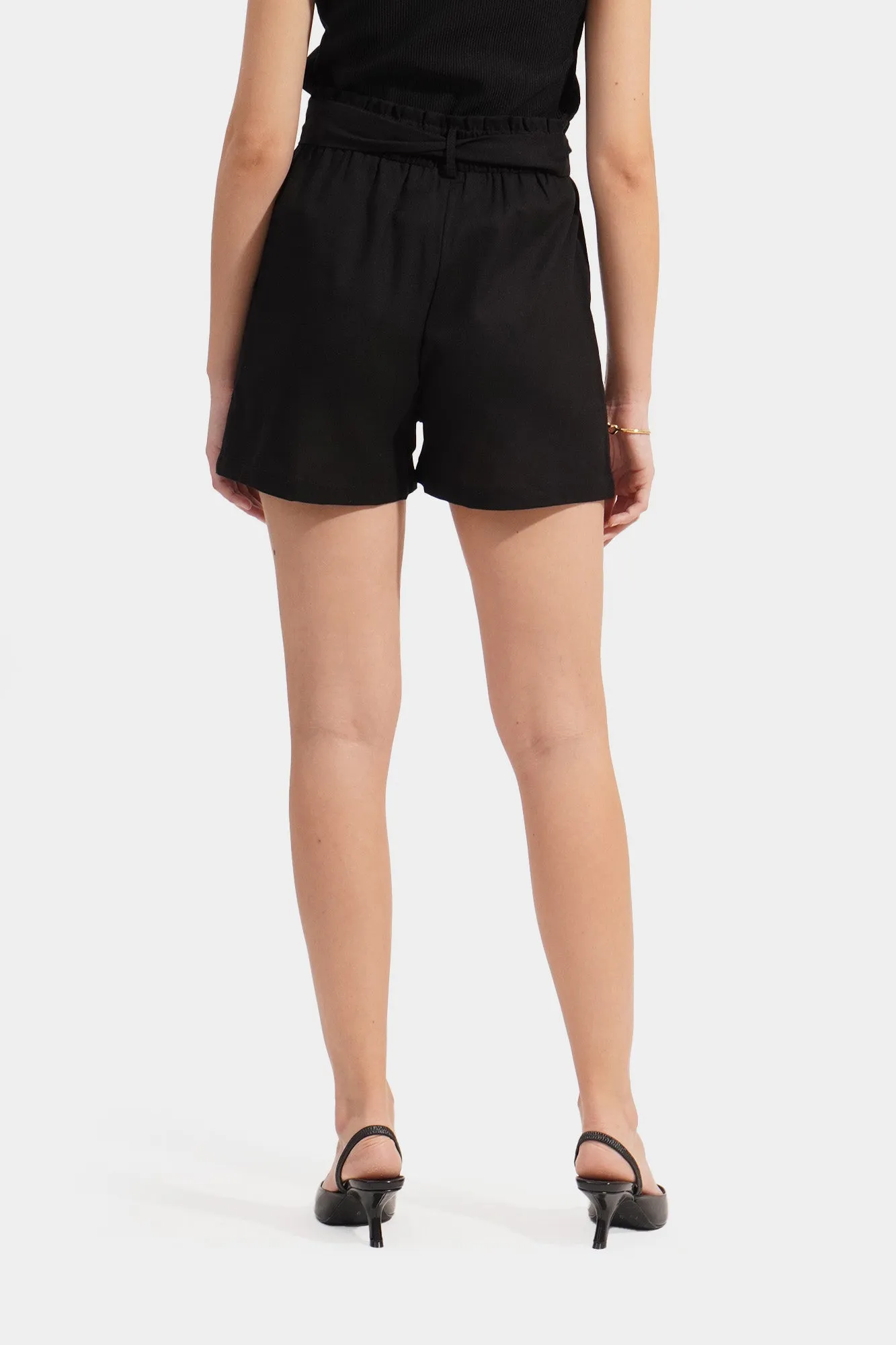 Tie Waist Paperbag Cozy Shorts