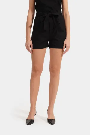 Tie Waist Paperbag Cozy Shorts