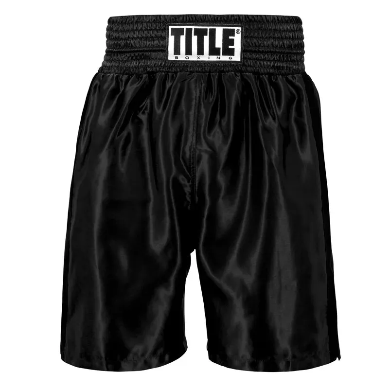 Title Boxing Classic Edge 2.0 Satin Boxing Shorts Trunks All Black