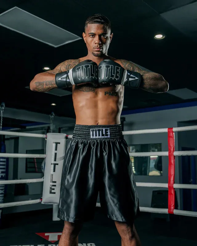 Title Boxing Classic Edge 2.0 Satin Boxing Shorts Trunks All Black