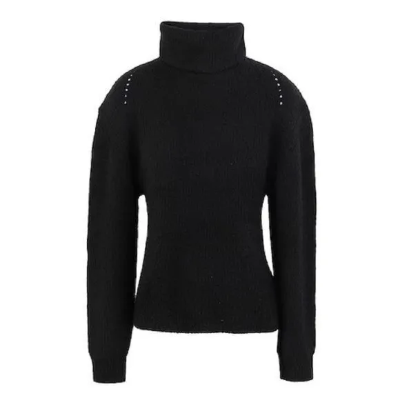 Topshop Cropped Roll Neck Puffed Shoulder Turtleneck Knitted Jumper Sweater NWT
