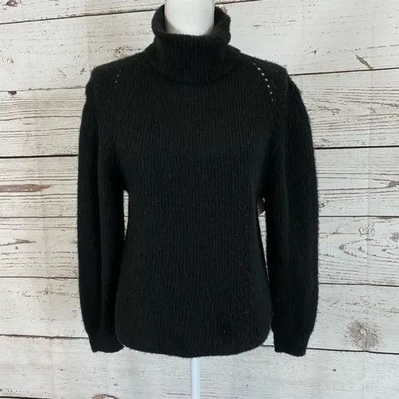 Topshop Cropped Roll Neck Puffed Shoulder Turtleneck Knitted Jumper Sweater NWT