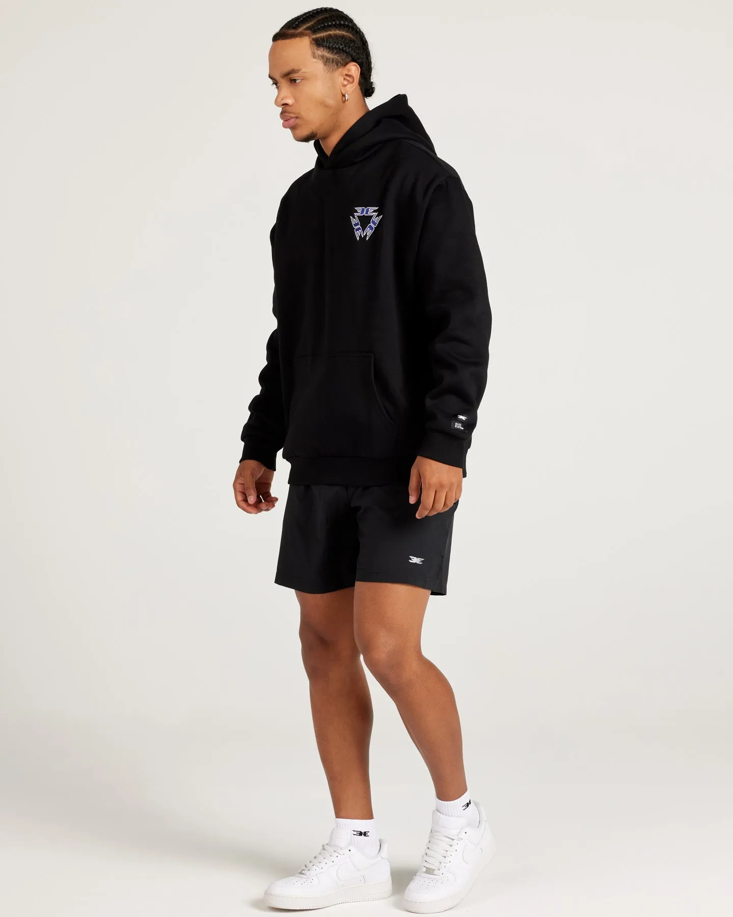 Tri Logo Hoodie - Black / Blue