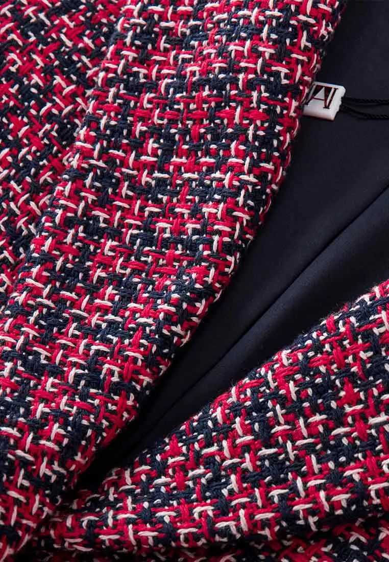 Tweed Nylon Cropped Patchwork Jacket
