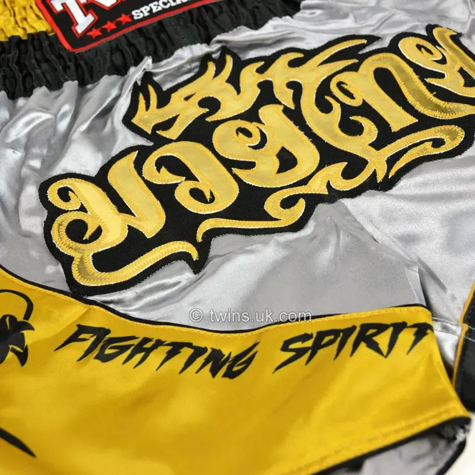Twins Special Dragon Muay Thai Shorts - Silver & Gold