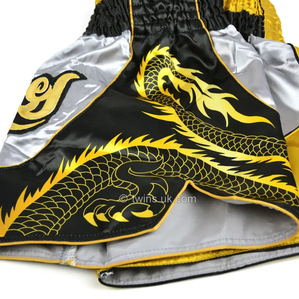 Twins Special Dragon Muay Thai Shorts - Silver & Gold