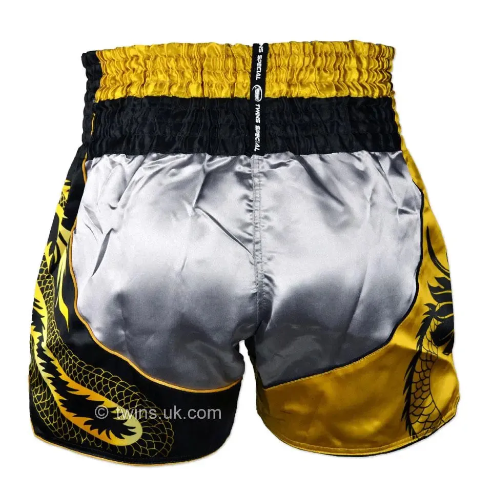 Twins Special Dragon Muay Thai Shorts - Silver & Gold