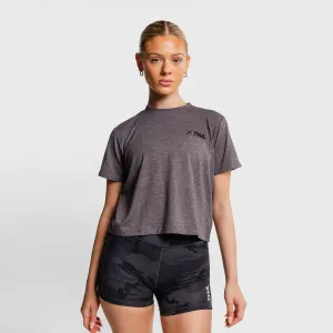 TWL - WOMEN'S EVERYDAY CROPPED T-SHIRT SL - CHARCOAL MARL/BLACK