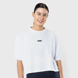 TWL - WOMEN'S OVERSIZED CROPPED T-SHIRT - WHITE/BLACK