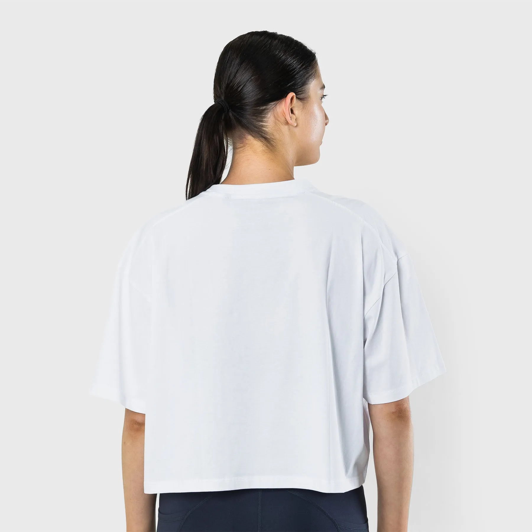 TWL - WOMEN'S OVERSIZED CROPPED T-SHIRT - WHITE/BLACK
