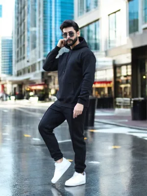 Two-Pieces Set  Black Hoodie and Sweatpants