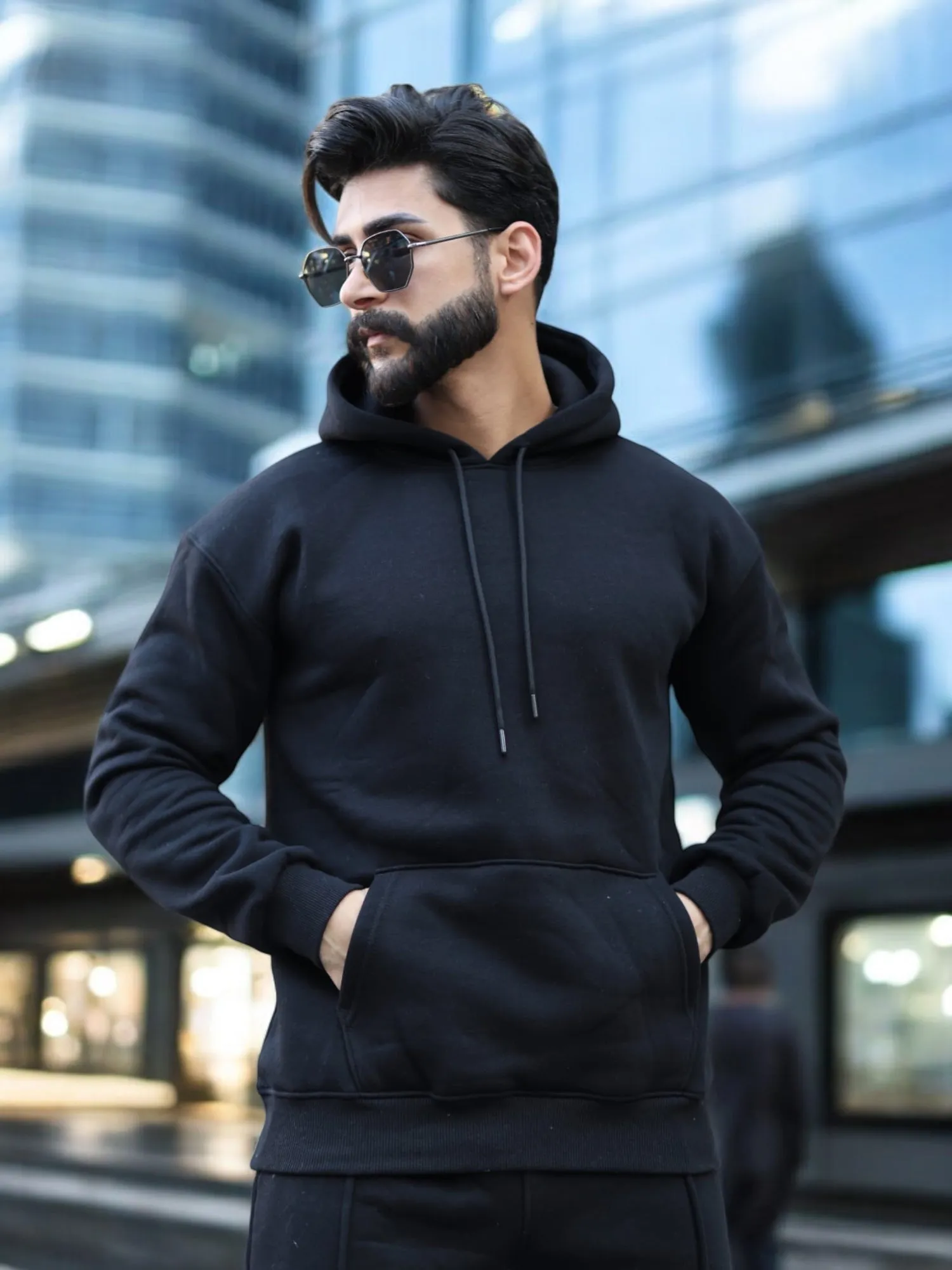 Two-Pieces Set  Black Hoodie and Sweatpants