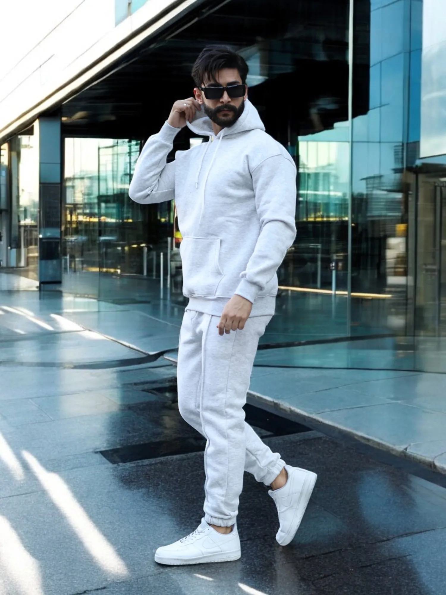 Two-Pieces Set Gray Hoodie and Sweatpants